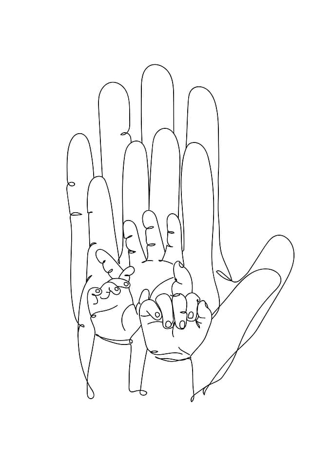 Family Hands Three Babies