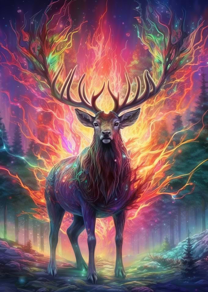 Deer With Flowers