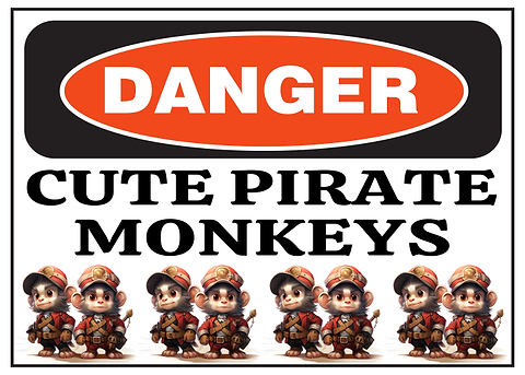 Cute Pirate Monkeys — funny metal wall sign