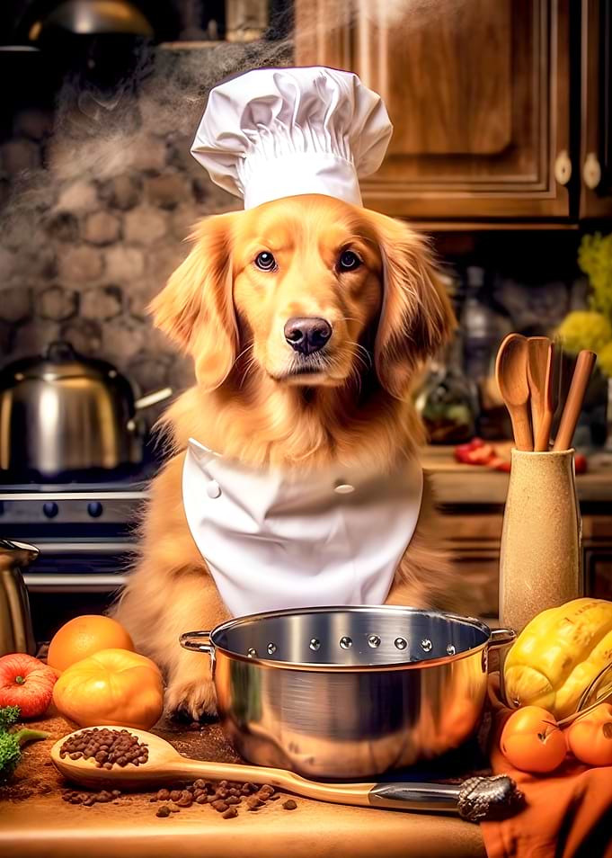 Dog cooking kitchen
