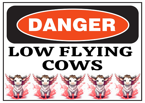 Low Flying Cows — funny metal wall sign
