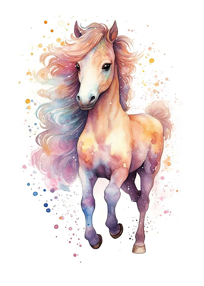 Watercolor Baby Horse Pony