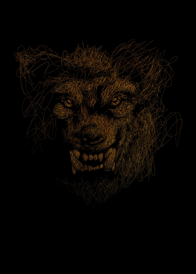 Wolf Scribble Art