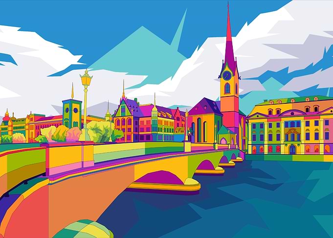 Swiss Landmark Pop art