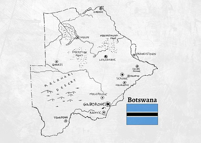 Handdrawn Botswana Map