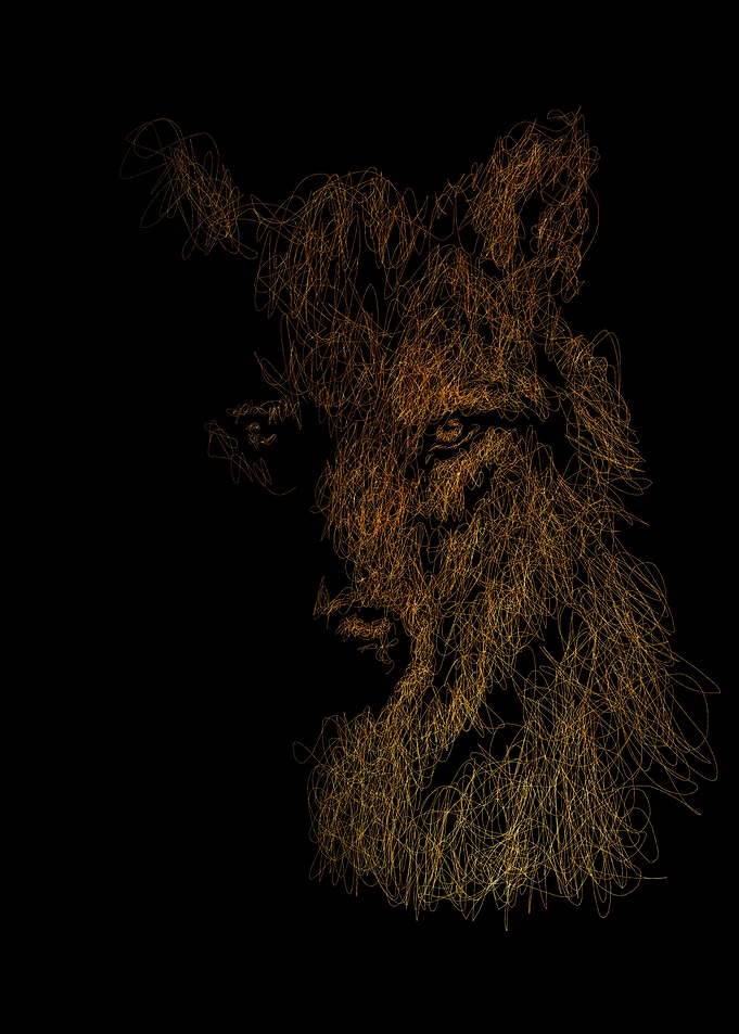 Wolf Scribble Art