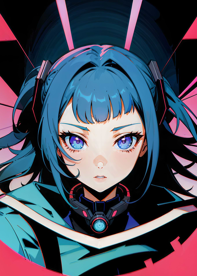 Girl with blue hair