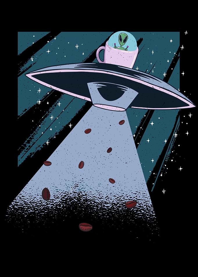 Alien UFO and coffee Fun