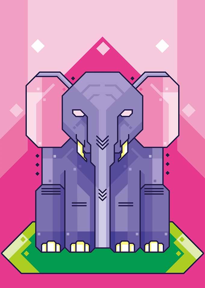SITTING ELEPHANT GEOMETRIC