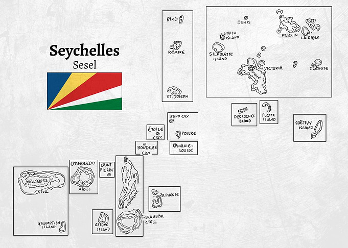 Handdrawn Seychelles Map