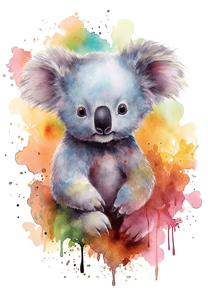 Cute Watercolor Baby Koala