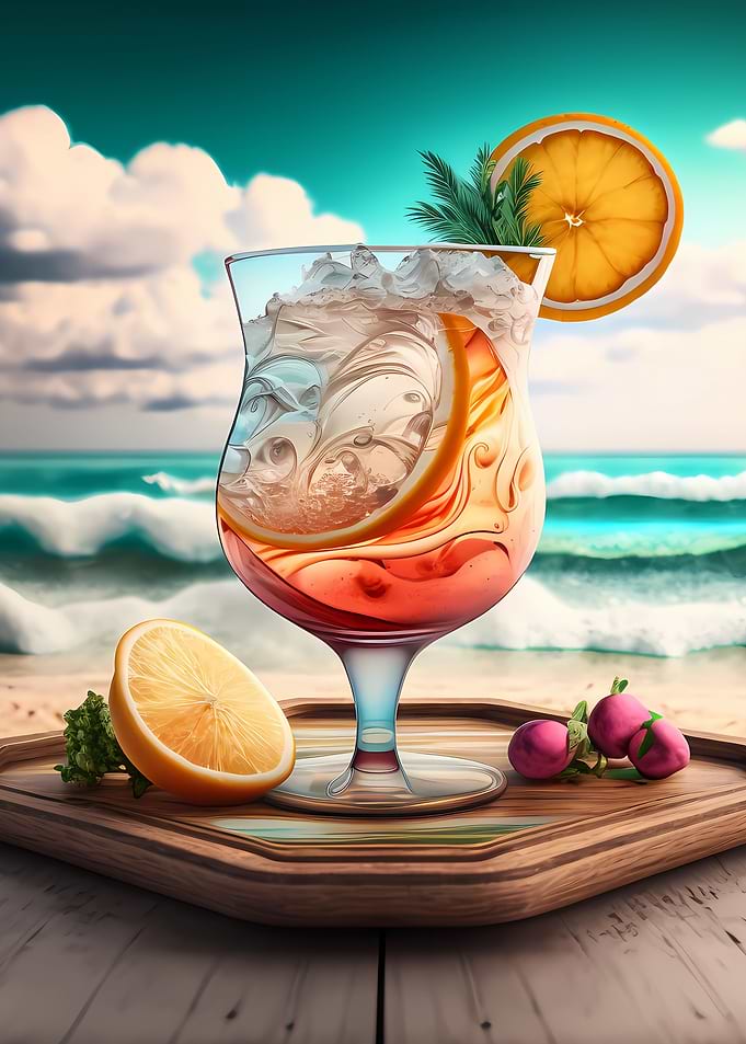 Orange cocktail on beach