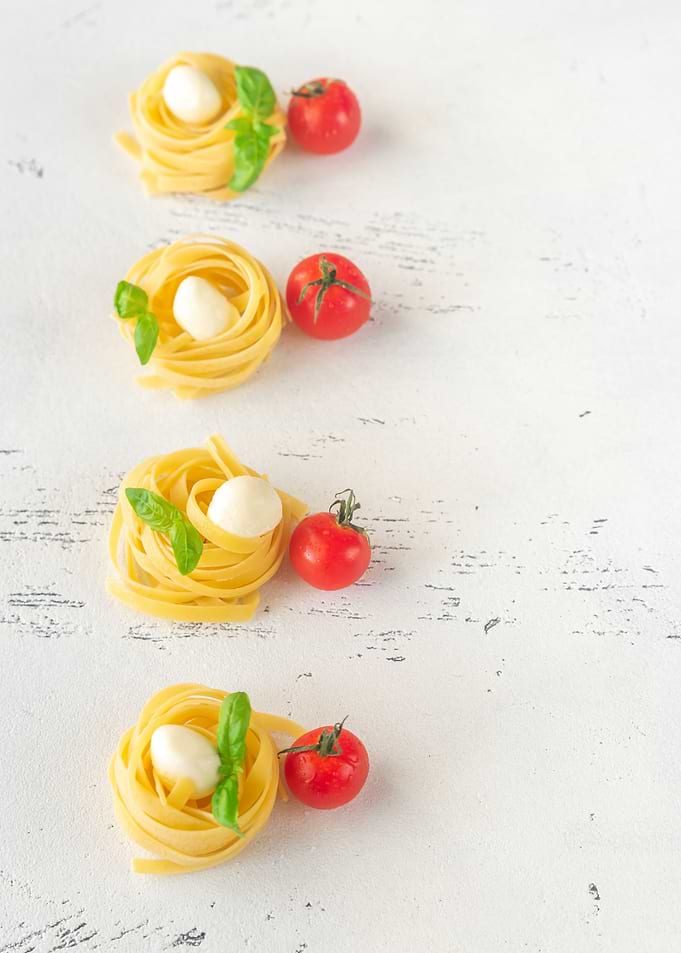 Raw fettuccine pasta