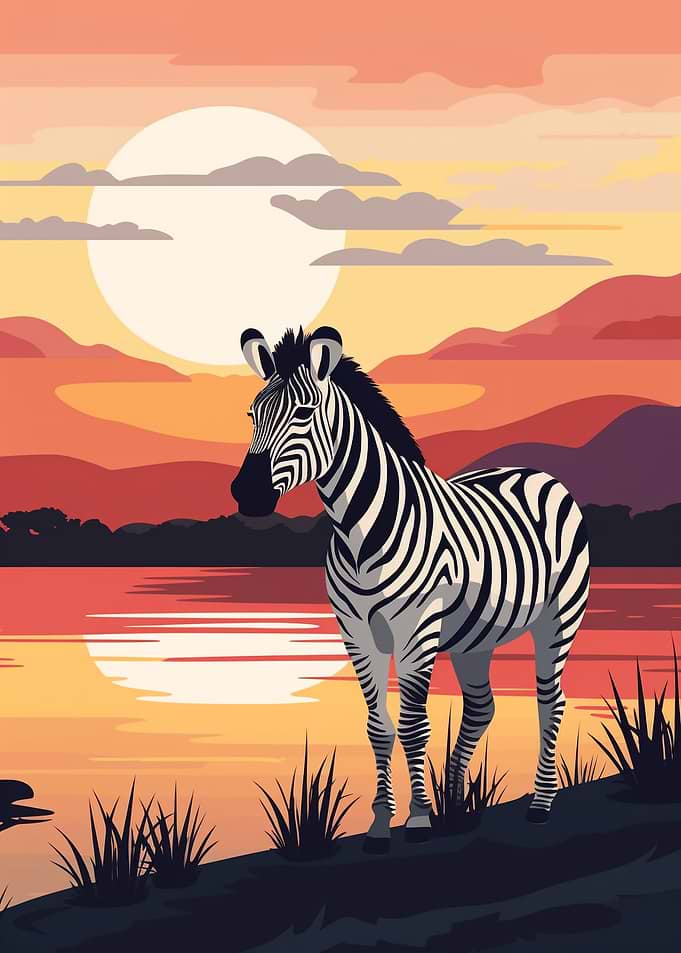 Zebra Animal by Sunset
