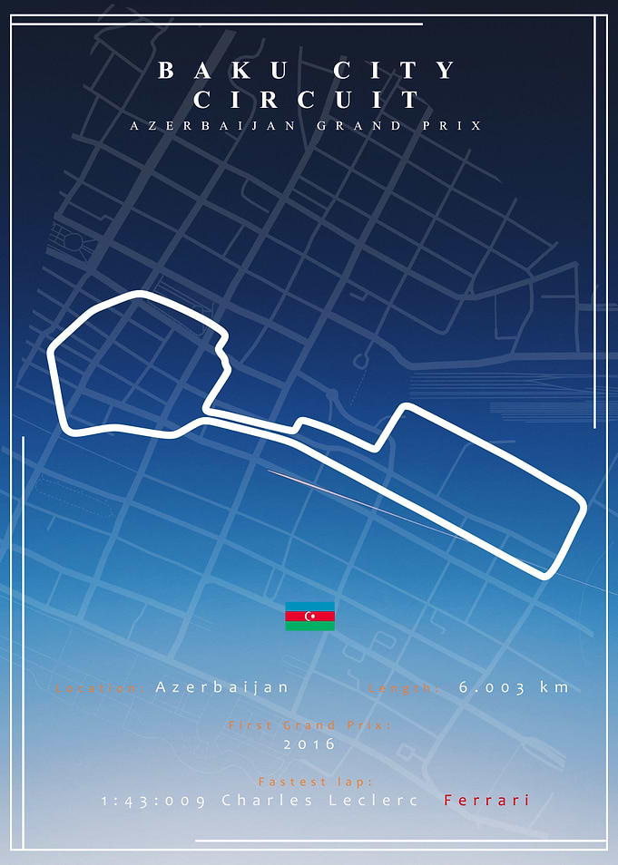 F1 Track Map Poster