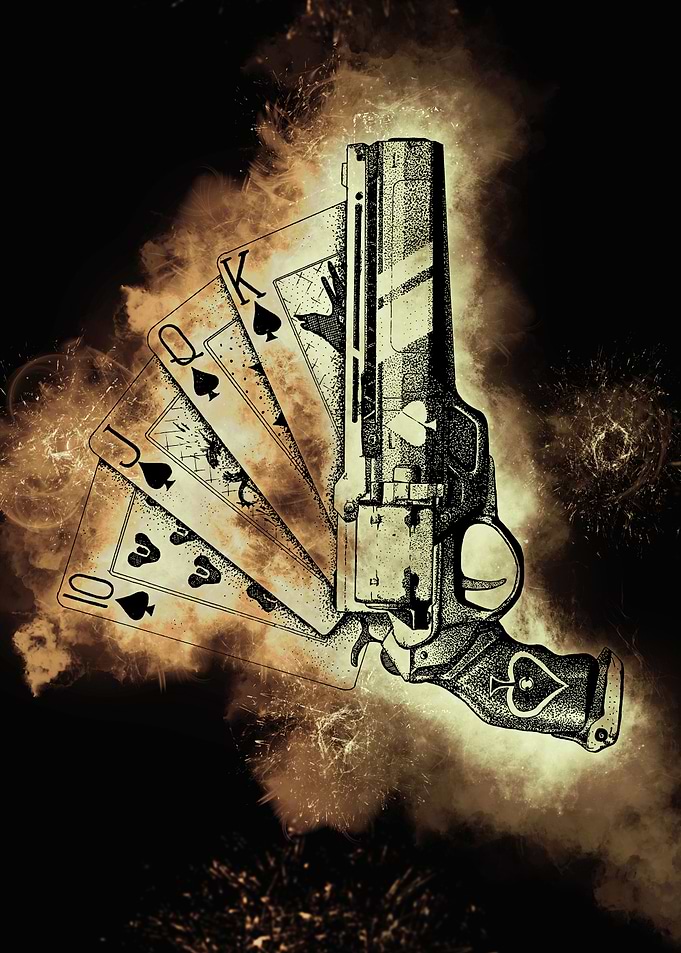 JQK ACE gun and cards