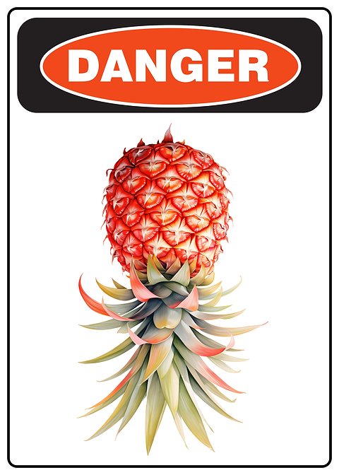 Pineapple Danger — funny metal wall sign