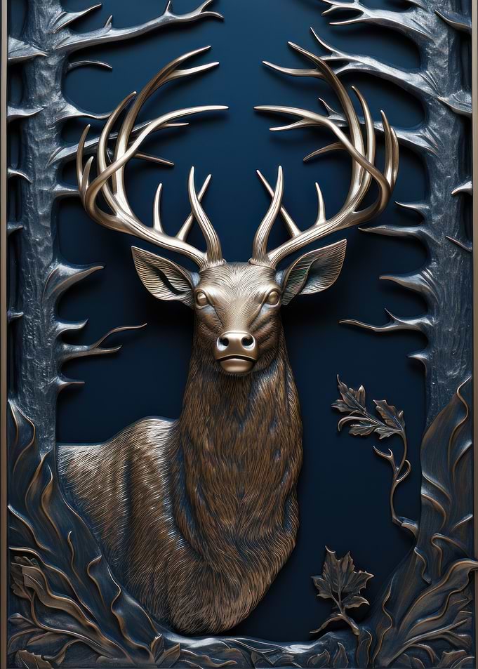 Trophy Deer Golden ArtDeco