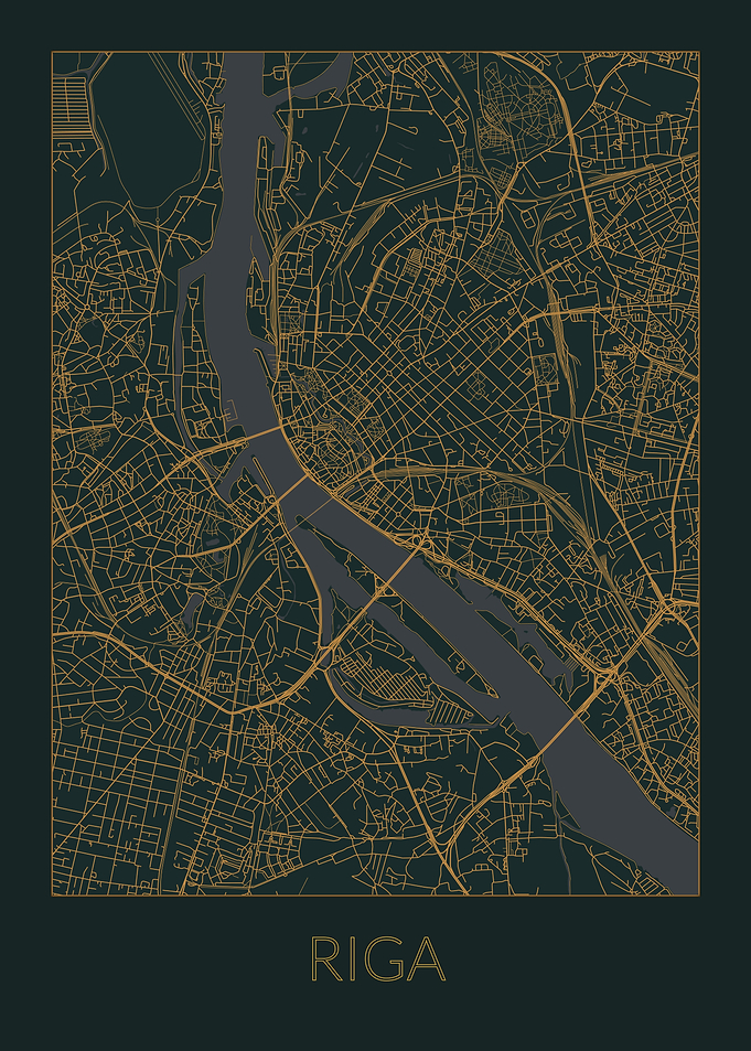 Riga Gray Orange Map