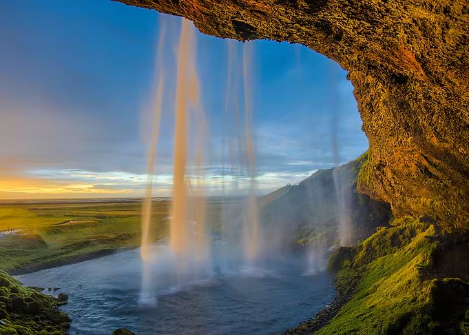 Waterfall on a cave