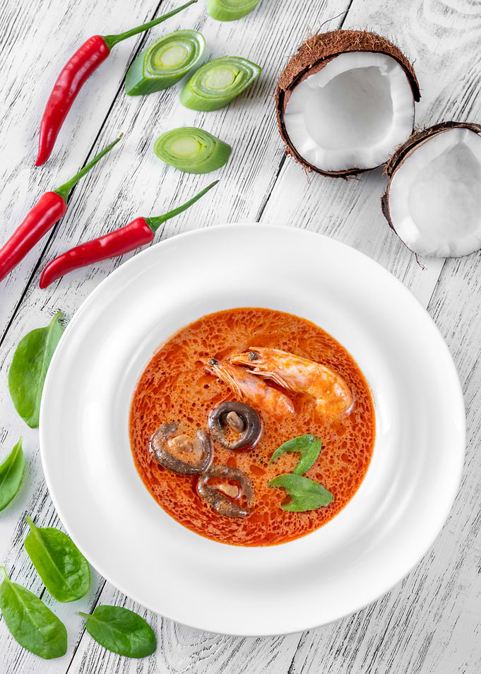 Portion of Tom Yum soup