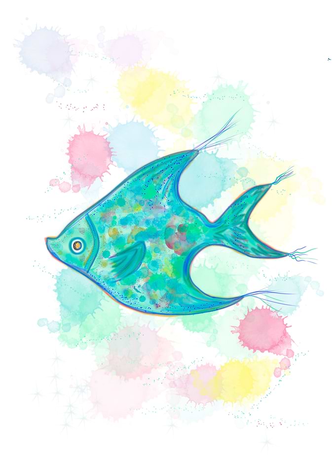 Childish green fish