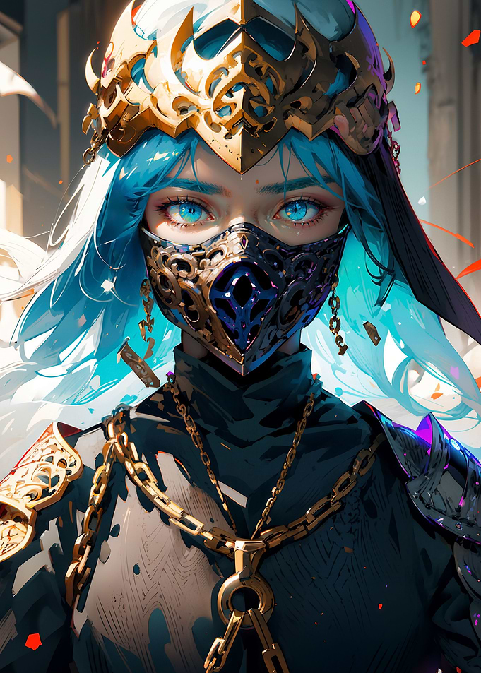 Warrior woman in a mask