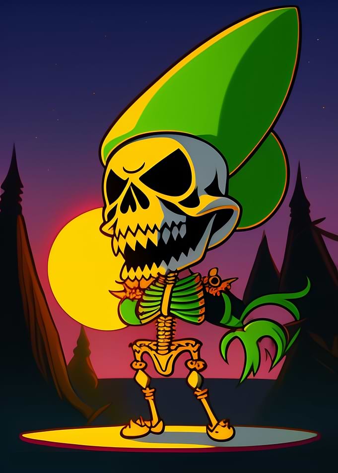 skeleton cartoon style kok