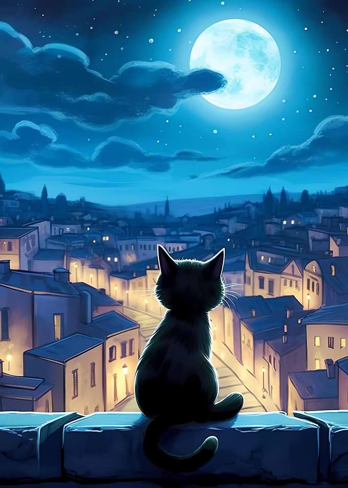 cat japan moon