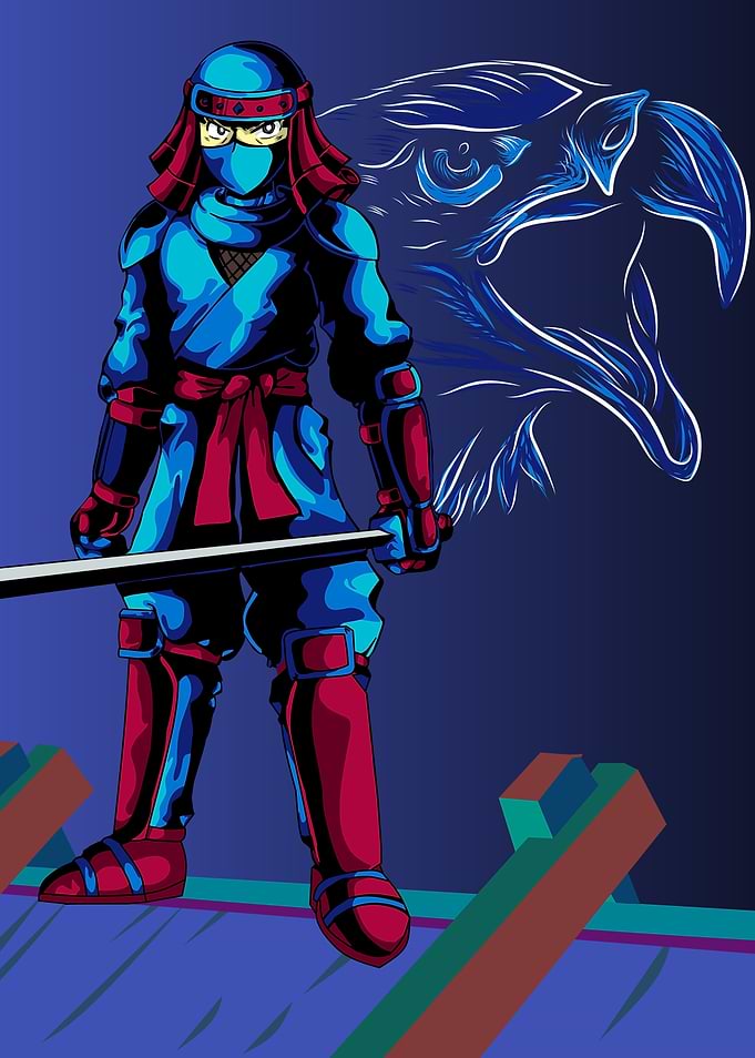 Ninja in vector pop art