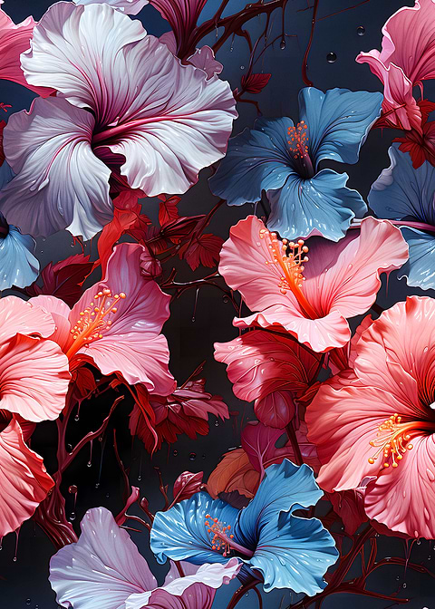 Hibiscus Flowers — living room metal wall art