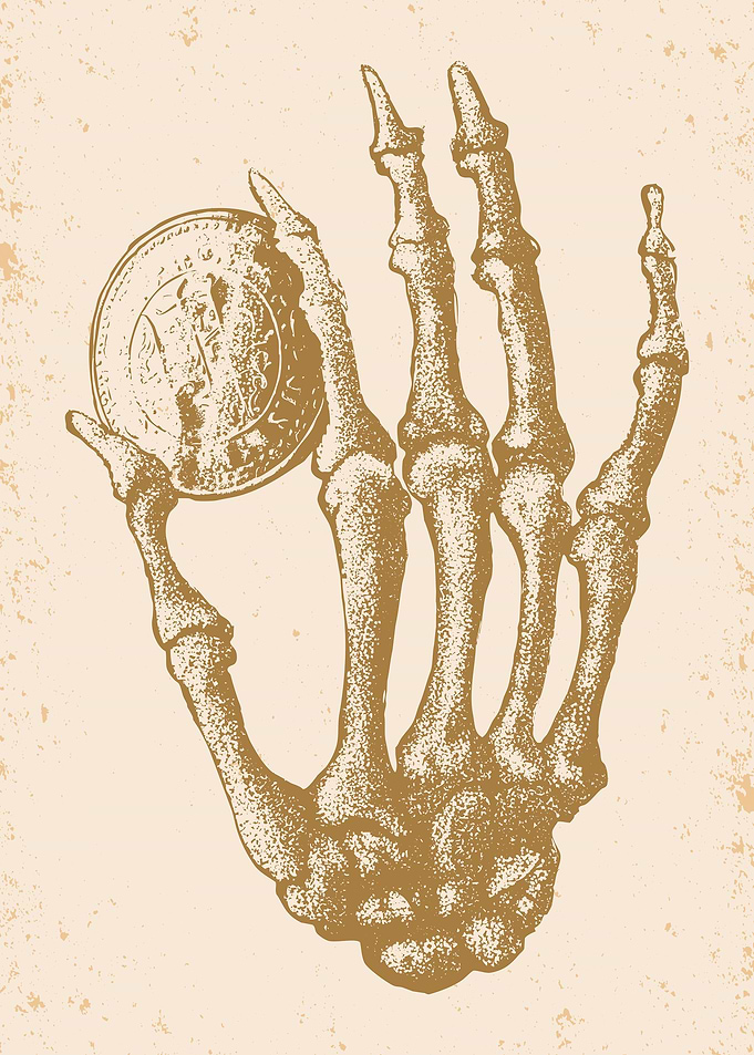 Skeleton Hand and Coin