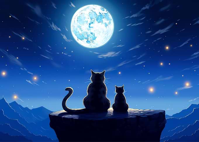cat japan moon