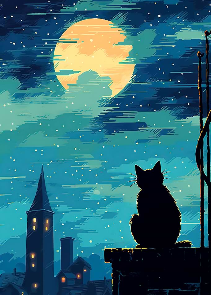 cat japan moon