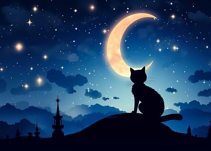 cat japan moon