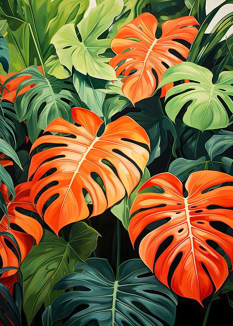 Vibrant Monstera Display — monstera botanical metal print