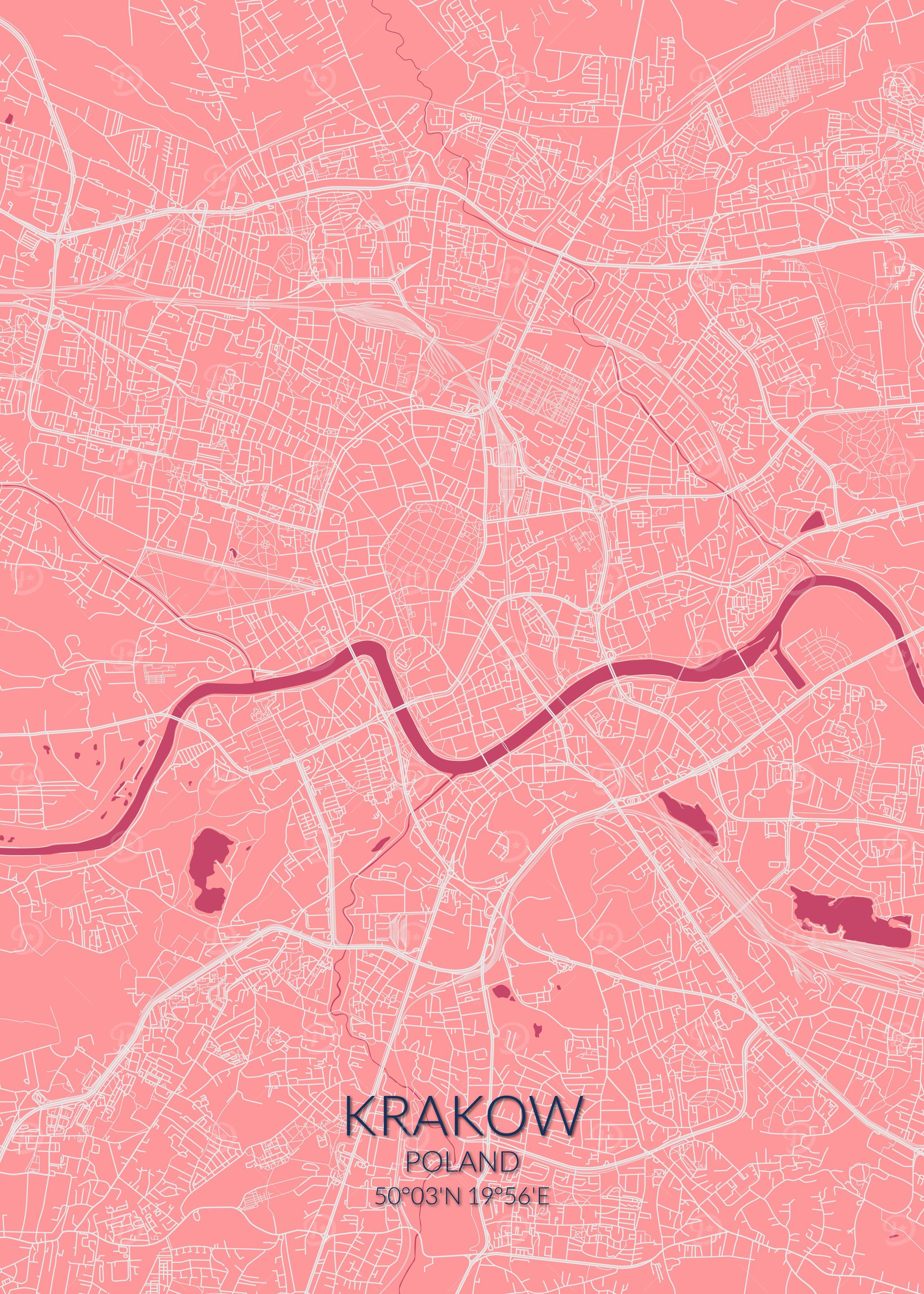 Krakow Pink Rose Map