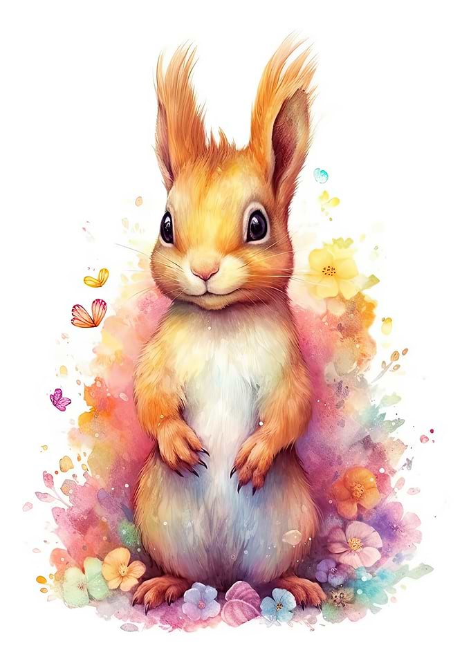 Watercolor Squirrel Art