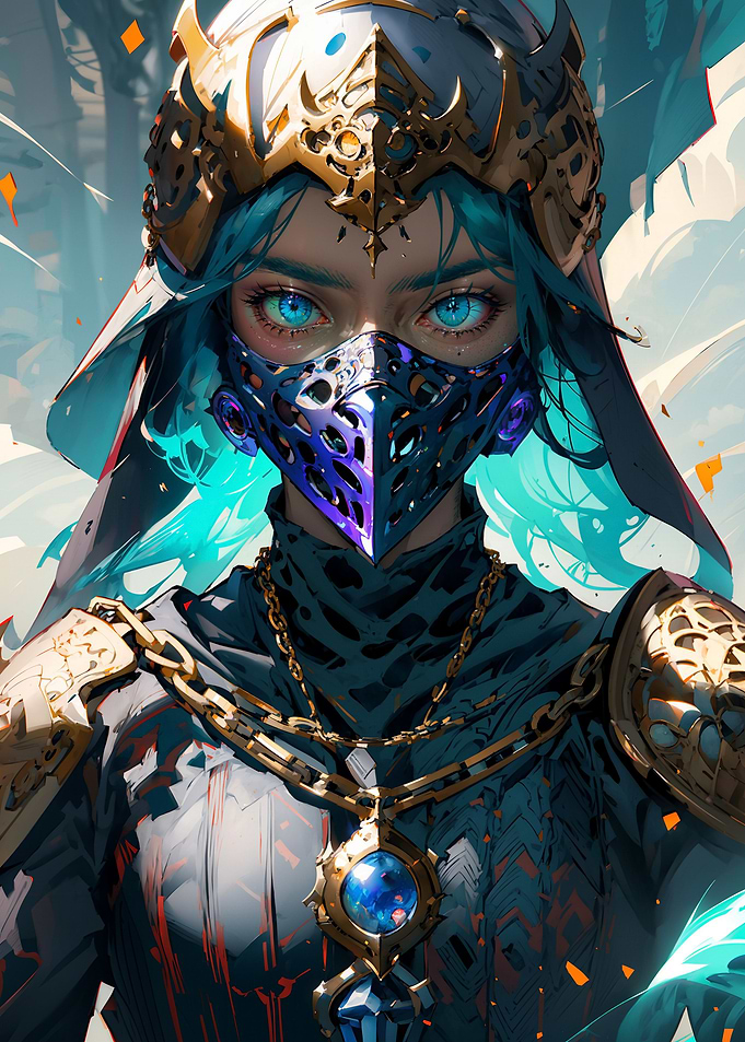 Warrior woman in a mask