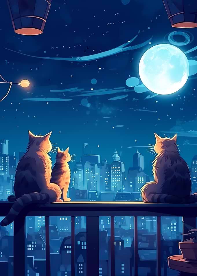 cat japan moon