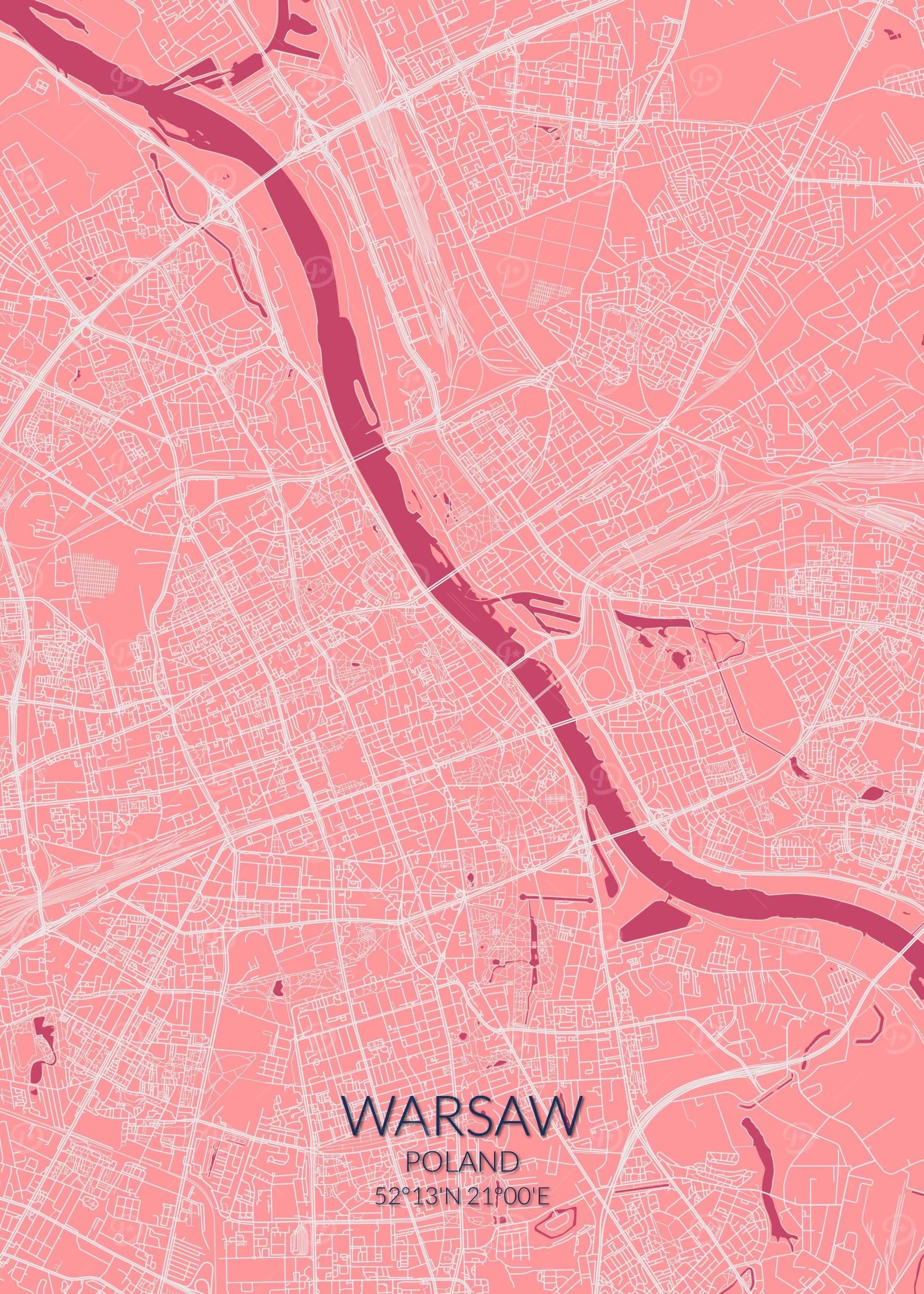 Warsaw Pink Rose Map