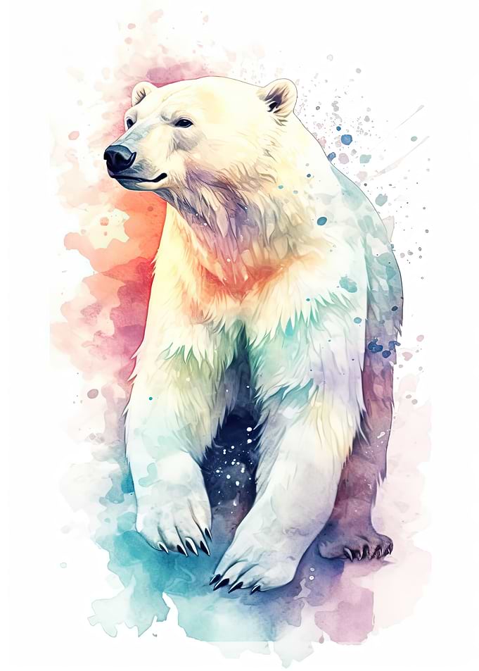 Watercolor Polar Bear Art