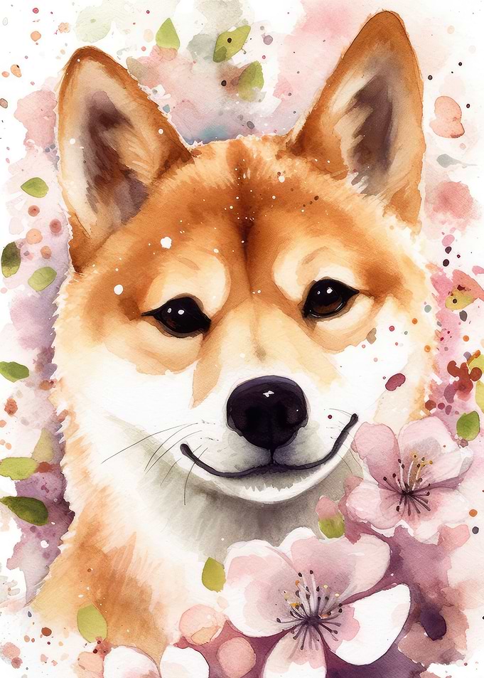 Dog Japan Shiba Blossom
