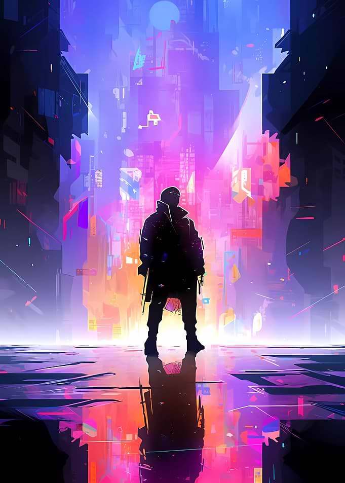 Cyberpunk Anime City Hero