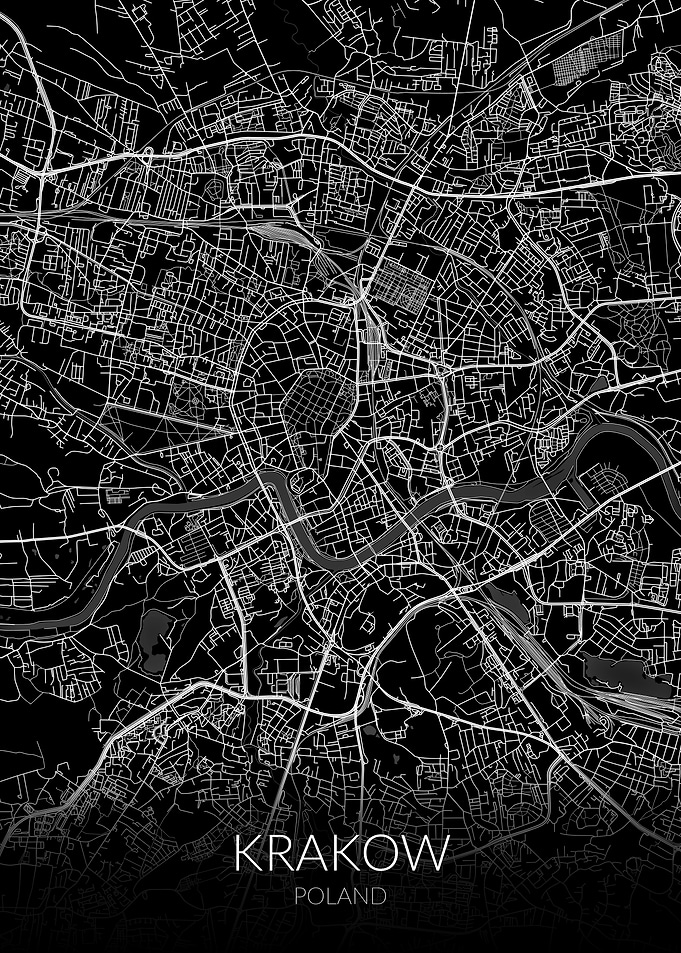 Krakow Map Black