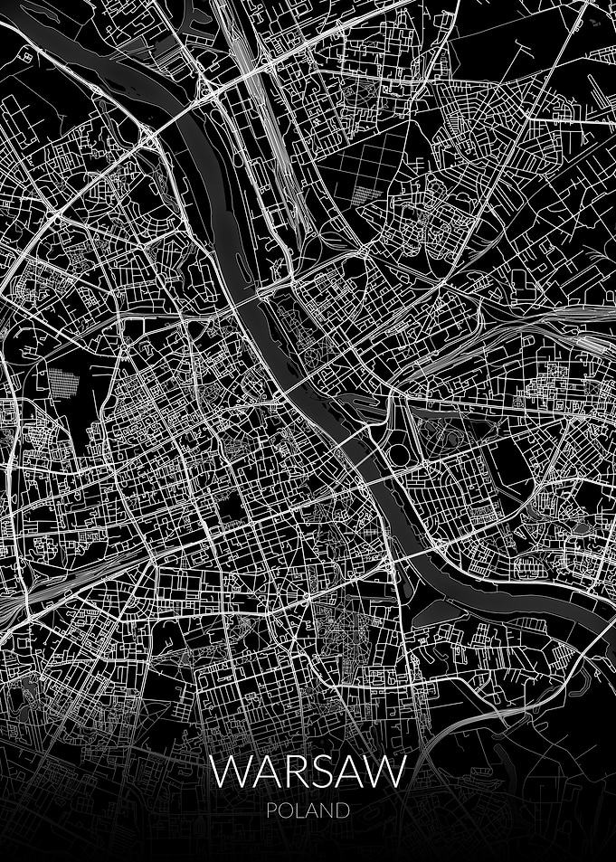 Warsaw Map Black