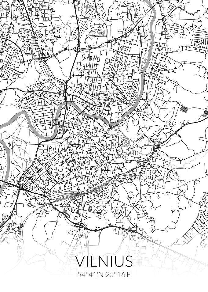 Vilnius City Map White