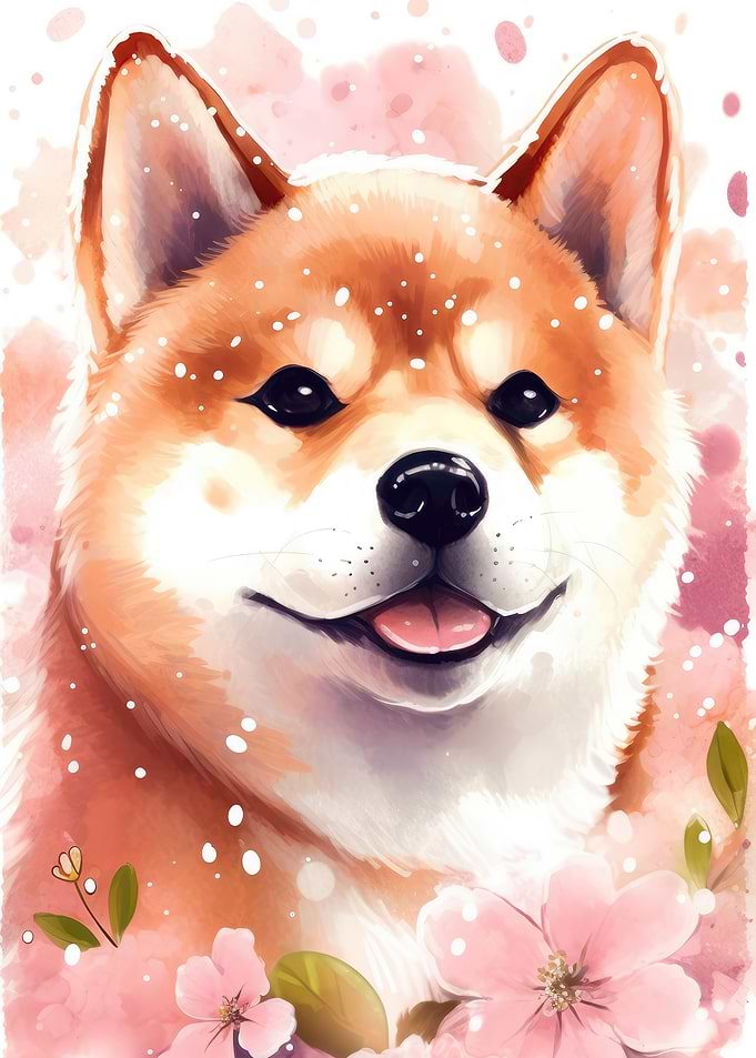 Dog Japan Shiba Blossom