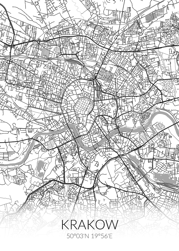 Krakow City Map White