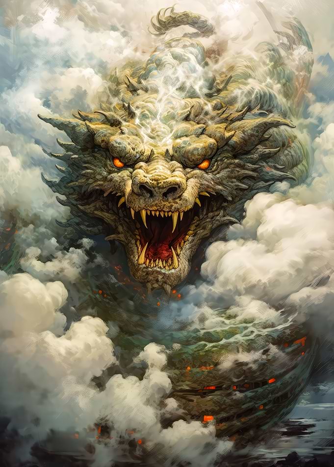 Chinese Dragon In Clouds